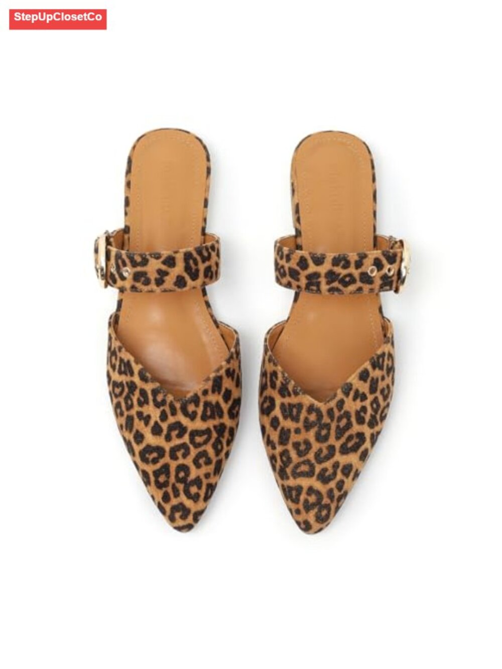 Pointed Toe Mules Faux Suede Adjustable Strap Backless Slip-On Flats